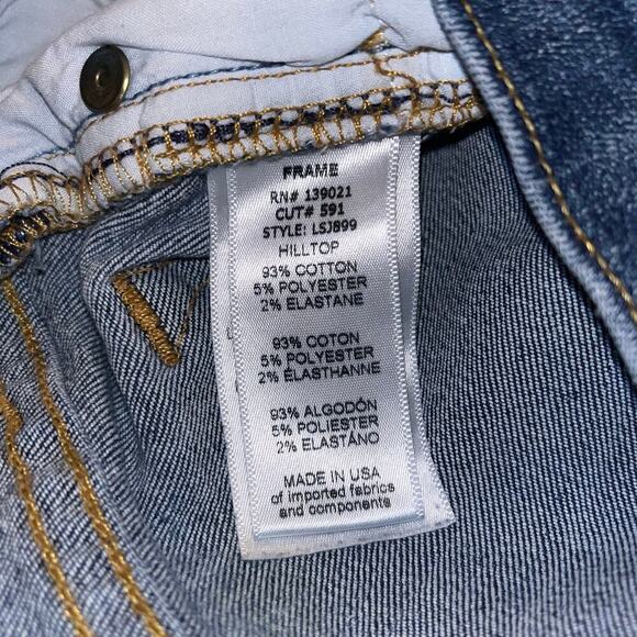 FRAME Le Skinny de Jeanne Distressed Skinny Jeans Hilltop Wash Size 25 - Picture 6 of 7